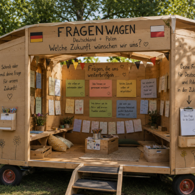 Foto Fragenwagen – Fragen an die Welt /  Wóz pytań – Pytania do świata